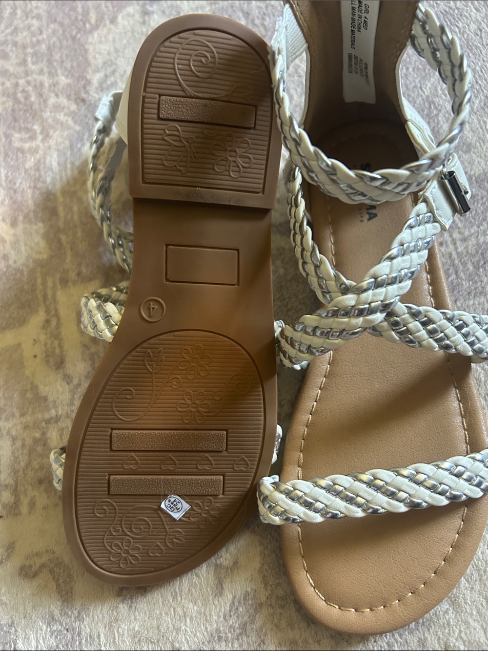 Sonoma Silver & White Braided Gladiator Sandals - Picture 3 of 3